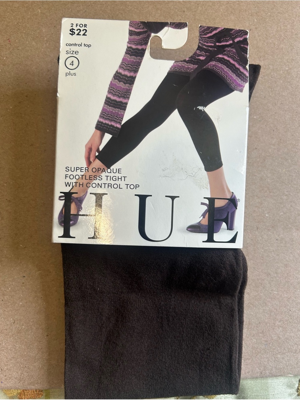 HUE Espresso Super Opaque Footless Tights